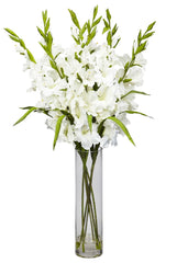 1240 Large Silk Gladiola in Water with Vase by Nearly Natural | 35 inches