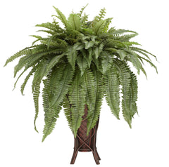 6627 Boston Fern Silk Plant with Planter by Nearly Natural | 38 inches