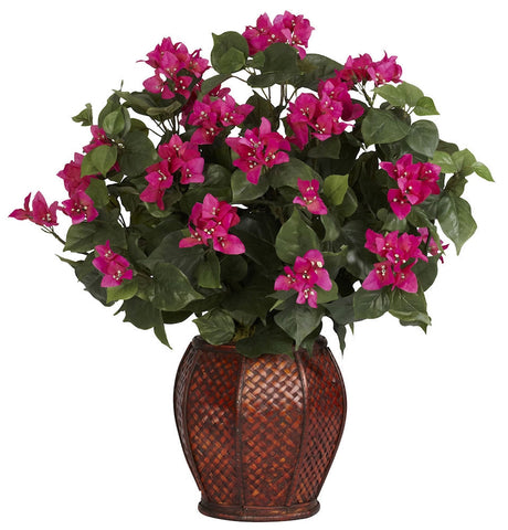 6652 Bougainvillea Silk Plant with Planter by Nearly Natural | 24.5 inches
