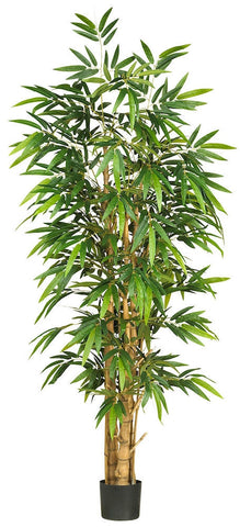 5257 Buddha's Belly Bamboo Silk Tree w/Planter by Nearly Natural | 6 feet