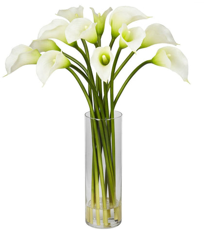 1187-CR Cream Mini Silk Calla Lily in Water in 4 colors by Nearly Natural | 20"