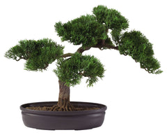 4106 Cedar Silk Bonsai Tree with Planter by Nearly Natural | 16 inches