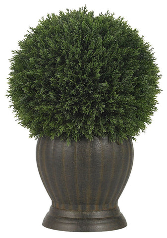 4123 Cedar Silk Ball Topiary Plant w/Planter by Nearly Natural | 14 inches