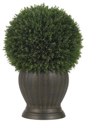 4123 Cedar Silk Ball Topiary Plant w/Planter by Nearly Natural | 14 inches