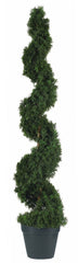 5076 Cedar Indoor Outdoor Silk Spiral Topiary by Nearly Natural | 4 feet