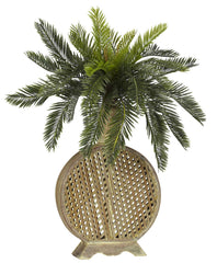 6663 Cycas Silk Plant with Bamboo Vase by Nearly Natural | 25 inches