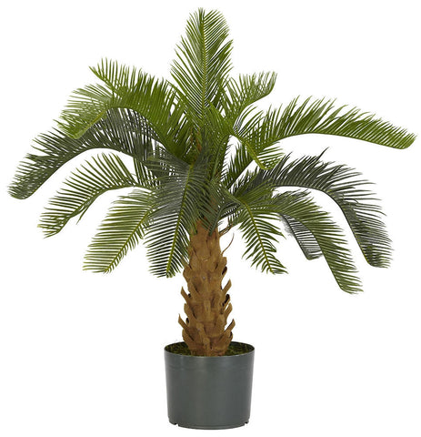 6099 Cycas Artificial Silk Plant with Planter by Nearly Natural | 28 inches