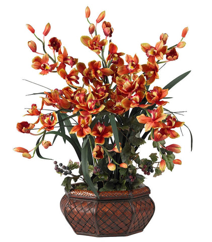 1199-BG Burgundy Large Silk Cymbidium Orchid in 2 colors by Nearly Natural | 3 feet