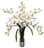 1184-WH White Silk Cymbidium Orchids in Water in 2 colors by Nearly Natural | 31"