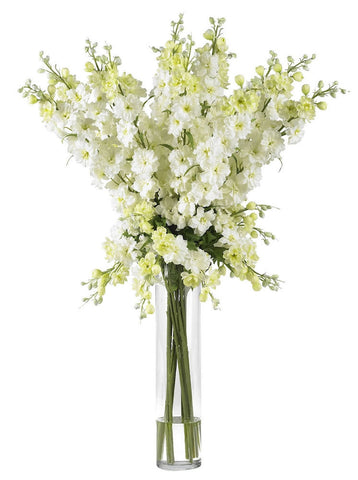 1224-WH White Silk Delphinium in Water in 3 colors by Nearly Natural | 38 inches