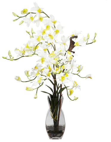 1190-CR Cream Silk Dendrobium in Water in 4 colors by Nearly Natural | 29 inches