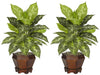 6712-S2-VR Variegated Dieffenbachia Set/2 Silk Plants in 3 combos by Nearly Natural | 20.5"