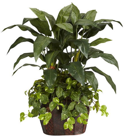 6636 Double Bird of Paradise & Pothos Silk Plant by Nearly Natural | 4 feet