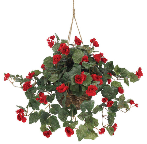 6616 Begonia Silk Plant with Hanging Basket by Nearly Natural | 32 inches