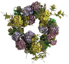 4666 Mixed Hydrangea Artificial Silk Wreath by Nearly Natural | 24 inches