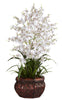 1207-WH White Oncidium Dancing Lady Silk Orchid in 4 colors by Nearly Natural | 30"