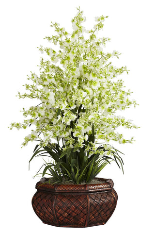 1244-GR Green Silk Oncidium Dancing Lady Orchid 4 colors by Nearly Natural | 3 feet