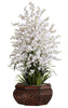 1244-WH White Silk Oncidium Dancing Lady Orchid 4 colors by Nearly Natural | 3 feet