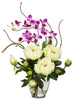 1175-WH White Peony & Dendrobium Silk in Water in 3 colors by Nearly Natural | 21.5"