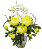 1175-YL Yellow Peony & Dendrobium Silk in Water in 3 colors by Nearly Natural | 21.5"