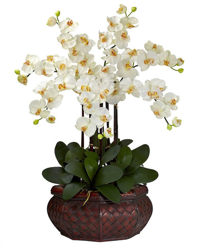 1201-CR Cream Large Phalaenopsis Silk Orchid in 8 colors by Nearly Natural | 30"