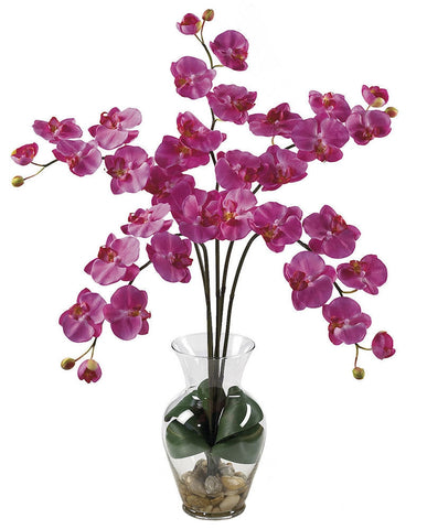 1106-DP Dark Pink Silk Phalaenopsis in Water in 8 colors by Nearly Natural | 31 inches