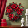 4660 Poinsettia Artificial Holiday Wreath by Nearly Natural | 24 inches