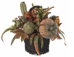 4903 Pumpkin & Berry Silk Autumn Arrangement by Nearly Natural | 15 inches