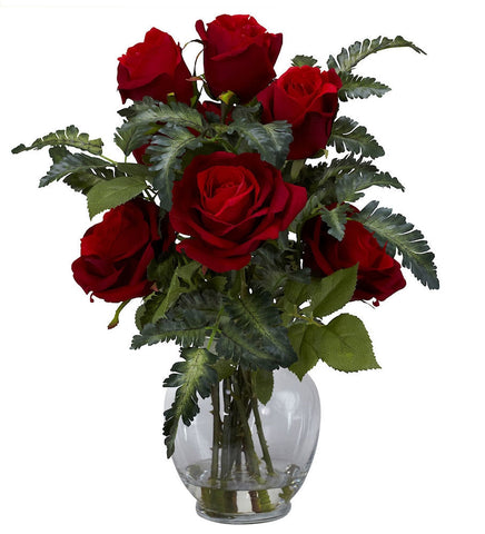 1280 Rose & Fern Artificial Flowers in Water by Nearly Natural | 16 inches