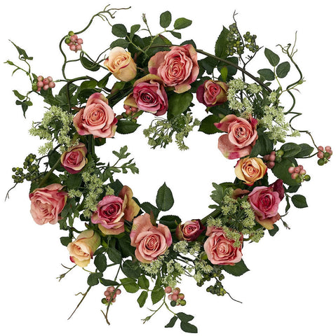 4802 Rose Artificial Silk Wreath by Nearly Natural | 20 inches