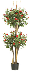 5238 Mini Silk Rose Double Ball Topiary Tree by Nearly Natural | 5 feet