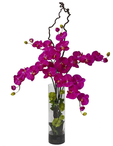 1288-OR Orchid Silk Phalaenopsis & Hydrangea in Water by Nearly Natural | 47 inches