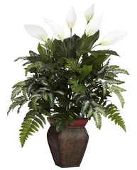 6677 Spathiphyllum & Mixed Greens Silk Plant by Nearly Natural | 29 inches