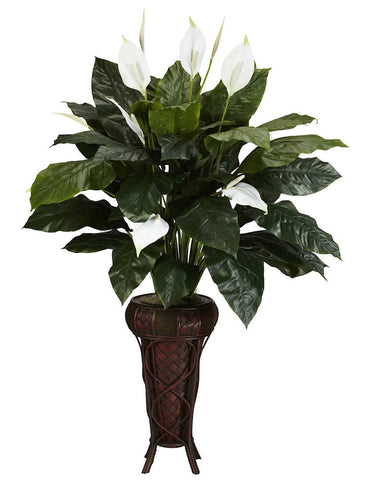 6656 Spathiphyllum Silk Plant with Planter by Nearly Natural | 57 inches