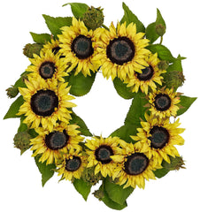 4787 Sunflower Artificial Silk Wreath by Nearly Natural | 22 inches