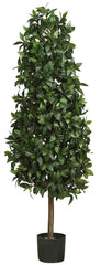 5243 Sweet Bay Silk Cone Topiary Tree w/Planter by Nearly Natural | 5 feet