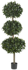 5313 Sweet Bay Silk Triple Ball Topiary Tree by Nearly Natural | 69 inches
