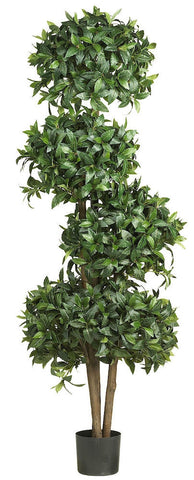 5244 Sweet Bay Silk Four Ball Topiary Tree by Nearly Natural | 69 inches