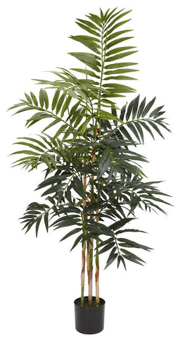 5318 Bamboo Palm Artificial Silk Tree w/Planter by Nearly Natural | 4 feet