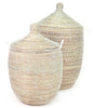 sen10c sen11c White Large Traditional Laundry Hamper Storage Basket | Senegal Fair Trade by Swahili Imports
