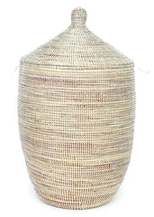 sen11c White Large Traditional Laundry Hamper Storage Basket | Senegal Fair Trade by Swahili Imports