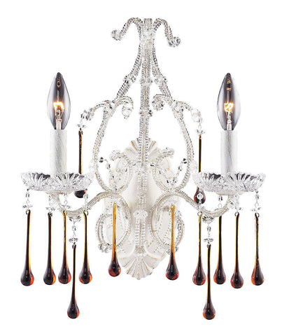 4000/2AMB Opulence 2-Light Wall Sconce 5 Crystal Colors In White ELK Lighting