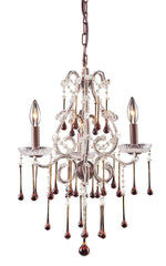 4011/3AMB Opulence 3-Light Chandelier 5 Crystal Colors In Rust ELK Lighting