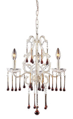 4001/3AMB Opulence 3-Light Chandelier 5 Crystal Colors In White ELK Lighting