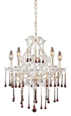 4002/5AMB Opulence 5-Light Chandelier 5 Crystal Colors In White ELK Lighting