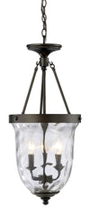 66311-3 Yorkville 3-Light Pendant in Oiled Bronze w/Water Glass ELK Lighting