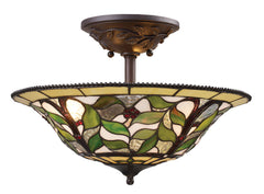 08015-TBH Latham 3-Light Tiffany-Style Semi Flush in Tiffany Bronze ELK Lighting