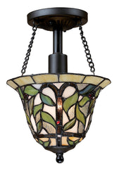 70114-1 Latham 1-Light Tiffany-Style Semi Flush in Tiffany Bronze ELK Lighting