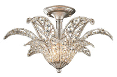 11365/1 La Flor 1-Light Semi Flush in Sunset Silver with Crystal ELK Lighting