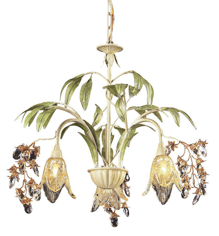 Huarco 3-Light Chandelier w/Crystal & Hand-Blown Glass Shades